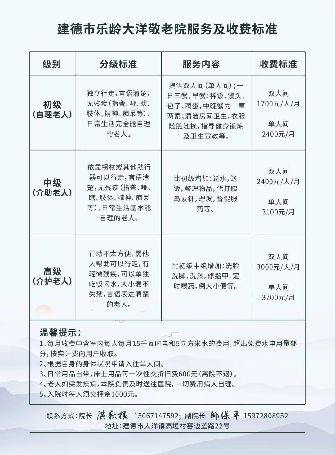 福州市老年养老公寓费用详解